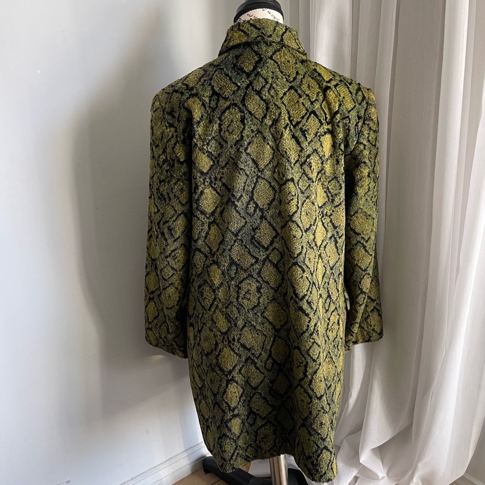 Versace Jeans Couture Olive Snake Print Faux Fur Coat - Picture 2 of 10